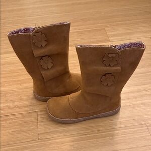Livie & Luca Tan Kids Boots with Floral Accents